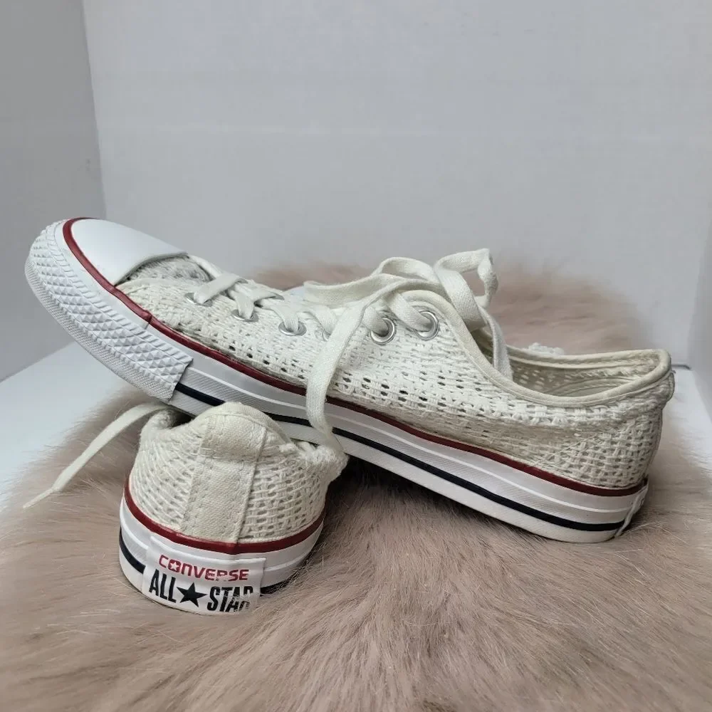 Converse All Star Women's Crochet Lace White Low Sneaker Shoes Size 9.5